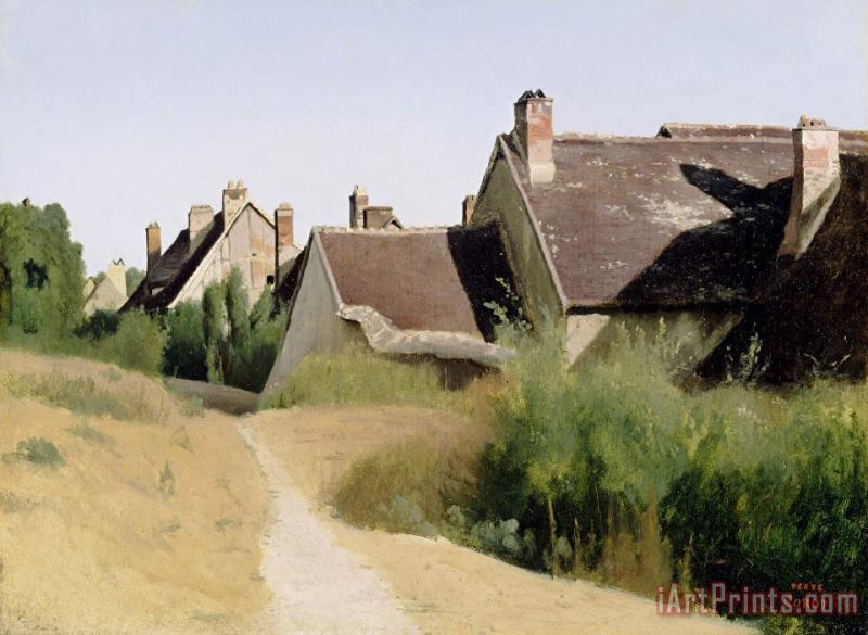 Jean Baptiste Camille Corot Houses Near Orleans (maisons Aux Environs D'orleans) Art Print