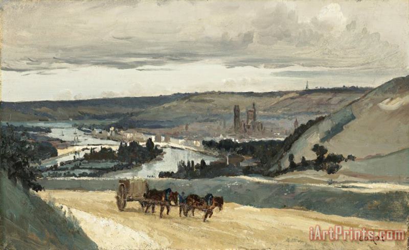 Jean Baptiste Camille Corot Panoramic View of Rouen Art Painting