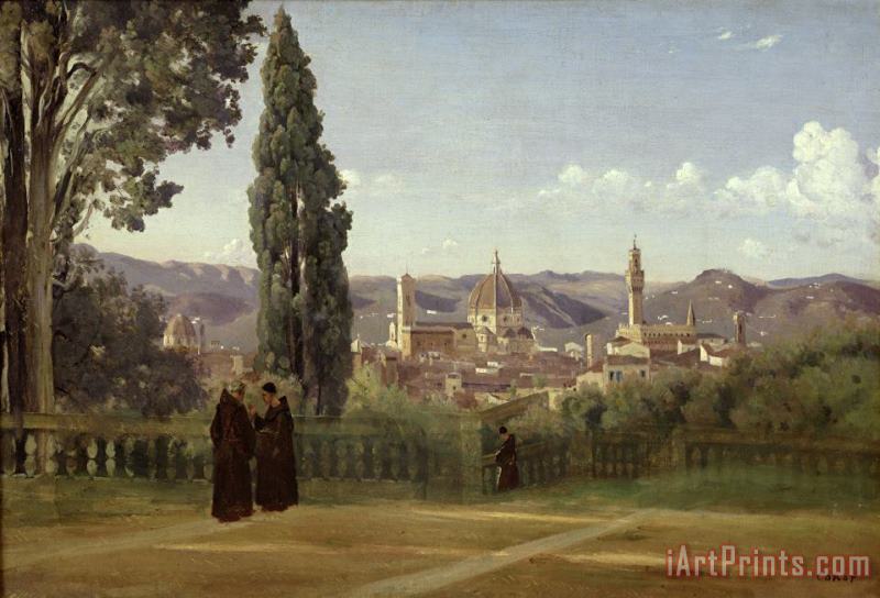 Jean Baptiste Camille Corot View of Florence from the Boboli Gardens Art Print