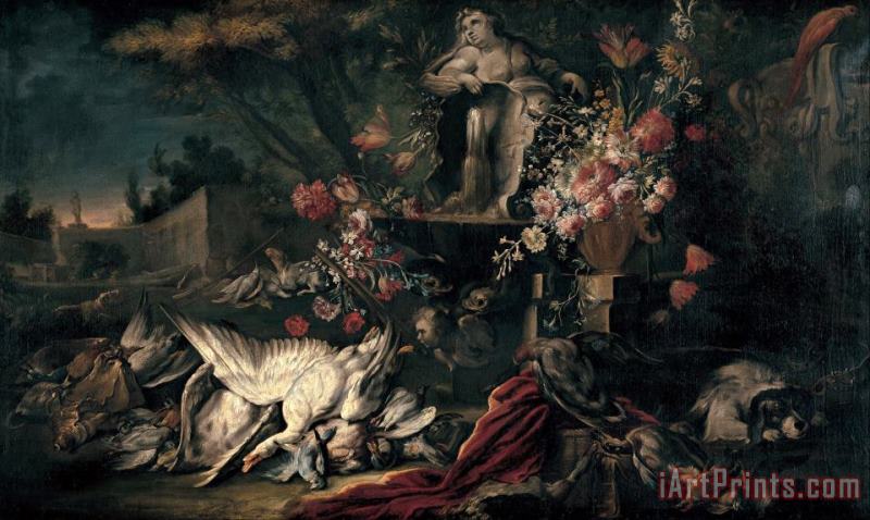 Jean Baptiste Oudry Death Nature with Shooting Gear And Flowers I Art Print
