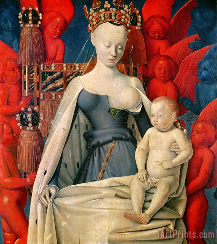 Jean Fouquet Virgin and Child Surrounded by Angels Art Painting