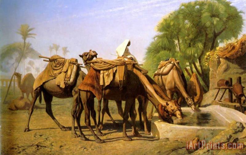 Jean Leon Gerome Camels at The Trough Art Painting