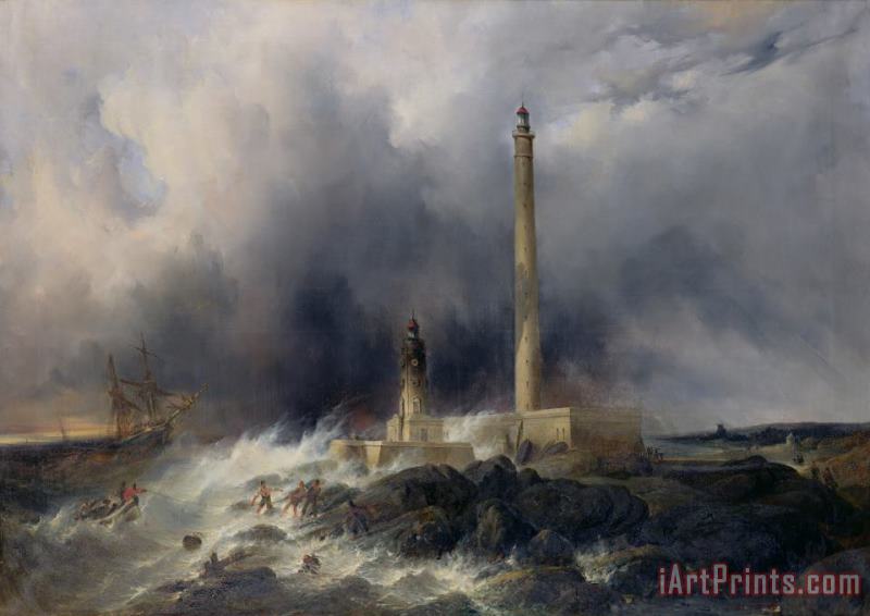 View of the Lighthouse at Gatteville painting - Jean Louis Petit View of the Lighthouse at Gatteville Art Print