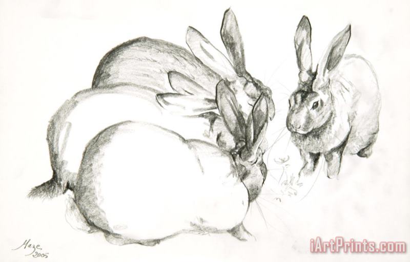 Rabbits painting - Jeanne Maze Rabbits Art Print
