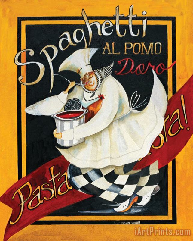 Spaghetti Chef painting - Jennifer Garant Spaghetti Chef Art Print