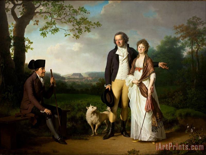 Niels Ryberg with His Son Johan Christian And His Daughter in Law Engelke, Nee Falbe painting - Jens Juel Niels Ryberg with His Son Johan Christian And His Daughter in Law Engelke, Nee Falbe Art Print