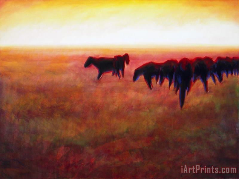 Jerome Lawrence Cows and Horses Art Painting