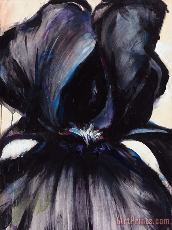 Delilah Black Iris painting - Jerome Lawrence Delilah Black Iris Art Print
