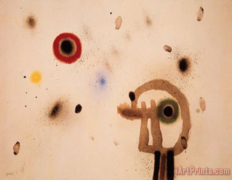Joan Miro Figur Vor Sonne Art Print