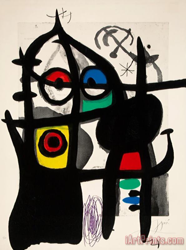 Joan Miro Le Captive, 1969 Art Painting