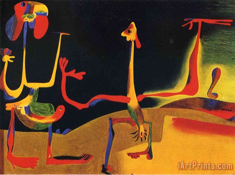 Man And Woman in Front of a Pile of Excrement painting - Joan Miro Man And Woman in Front of a Pile of Excrement Art Print