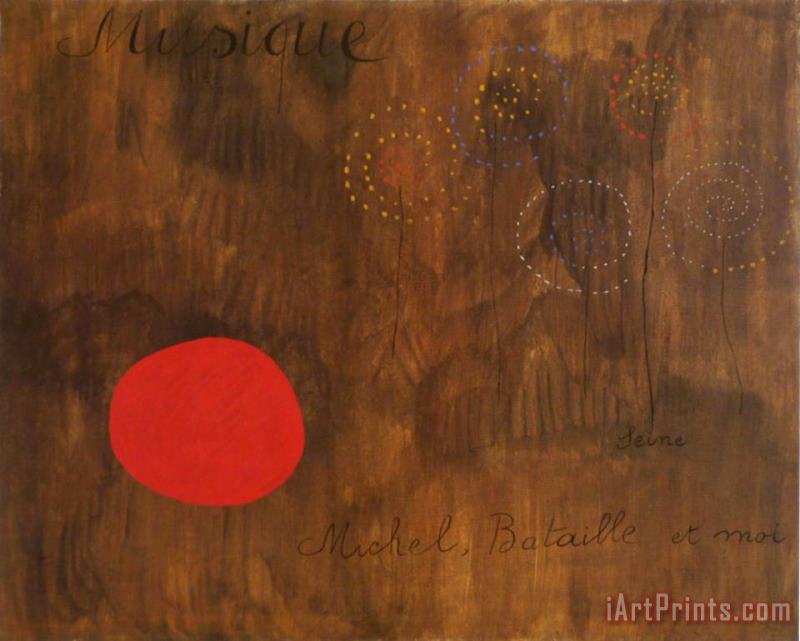Musique Seine Michel Bataille Et Moi painting - Joan Miro Musique Seine Michel Bataille Et Moi Art Print
