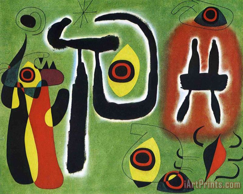 The Red Sun Gnaws at The Spider 1948 painting - Joan Miro The Red Sun Gnaws at The Spider 1948 Art Print