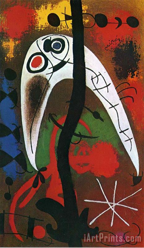 Joan Miro Woman And Bird in The Night II Art Painting