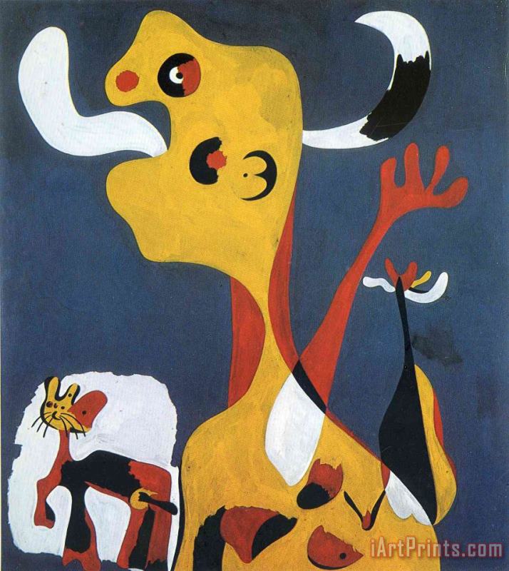 Joan Miro Woman And Dog in Front of The Moon, 1935 Art Print