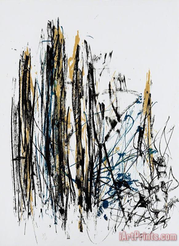 Joan Mitchell Arbres (black, Yellow And Blue), 1991 Art Painting