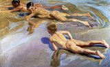 Joaquin Sorolla y Bastida - Children on the Beach painting