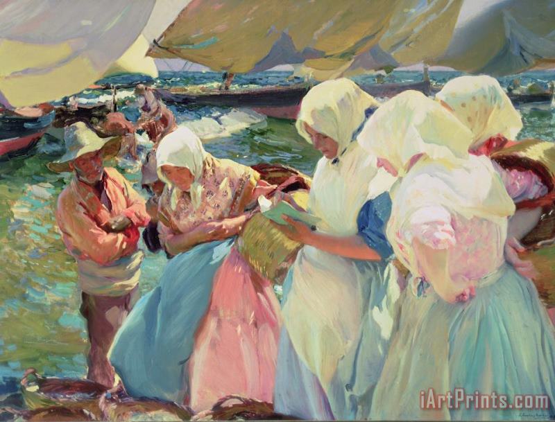 Fisherwomen on the Beach painting - Joaquin Sorolla y Bastida Fisherwomen on the Beach Art Print