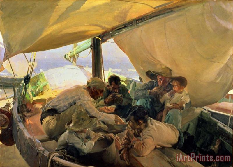 Lunch on the Boat painting - Joaquin Sorolla y Bastida Lunch on the Boat Art Print