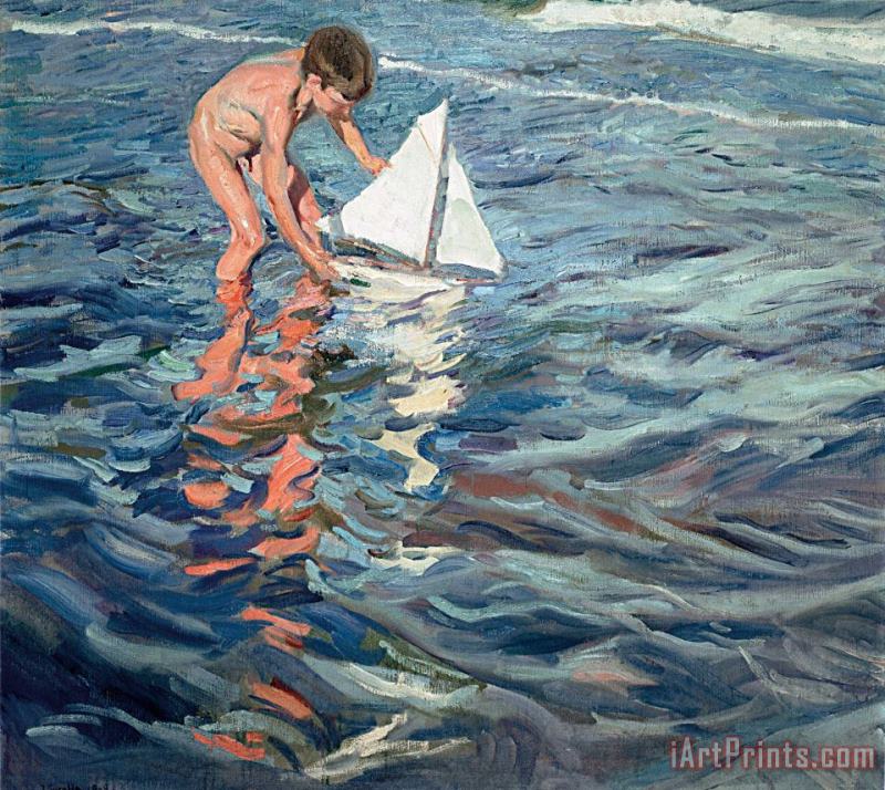 Joaquin Sorolla y Bastida The Little Sailing Boat Art Print