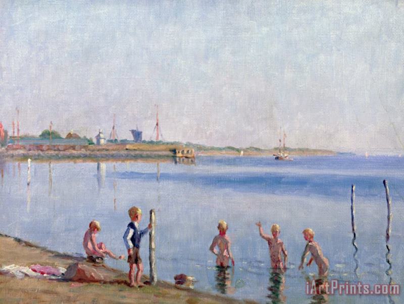 Johan Rohde Boys at Water's Edge Art Painting