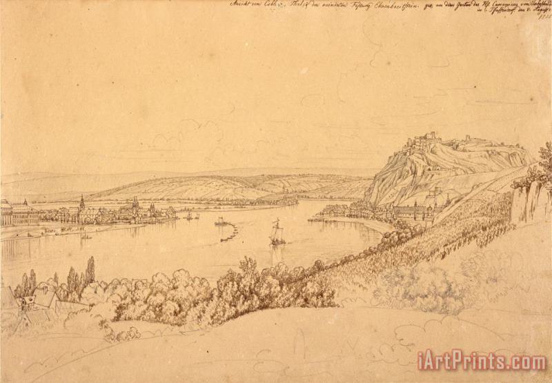 Johann Adam Klein  View of Ehrenbreitstein Fortress Art Print
