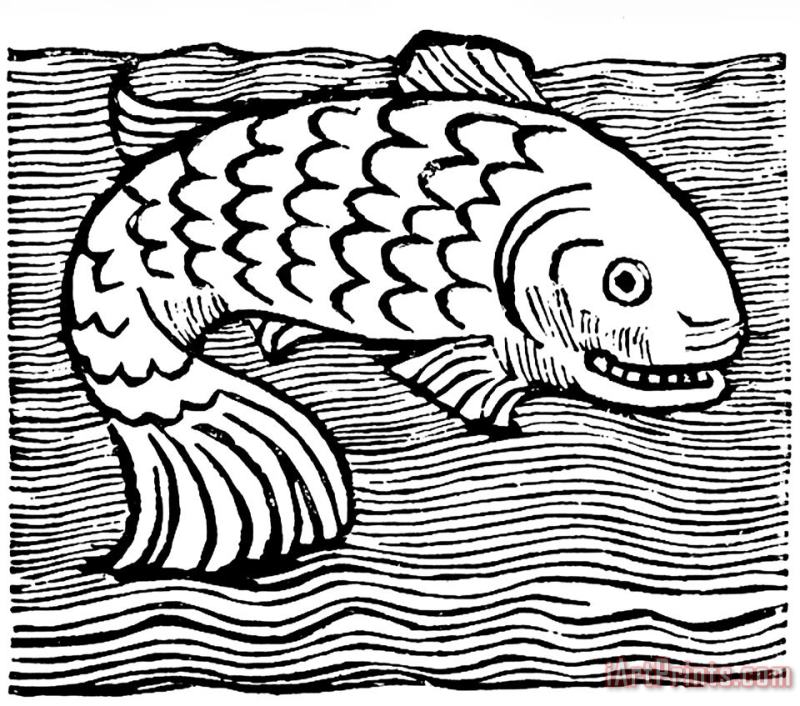 Johannes de Cuba Leviathan Fish Engraving Art Painting