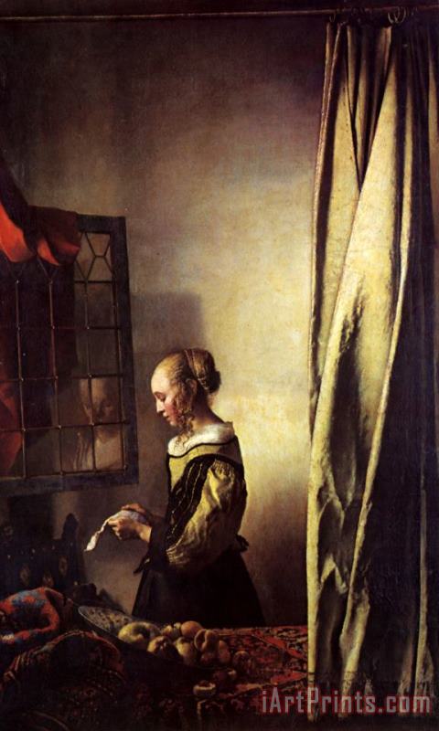 Girl Reading a Letter at an Open Window painting - Johannes Vermeer Girl Reading a Letter at an Open Window Art Print