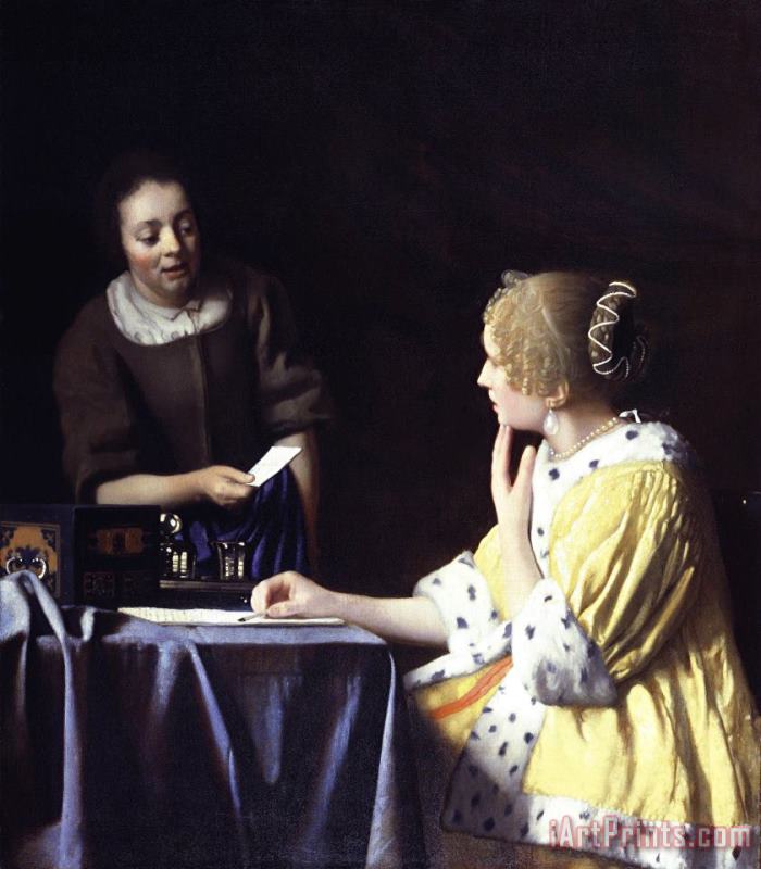Johannes Vermeer Mistress And Maid Art Print
