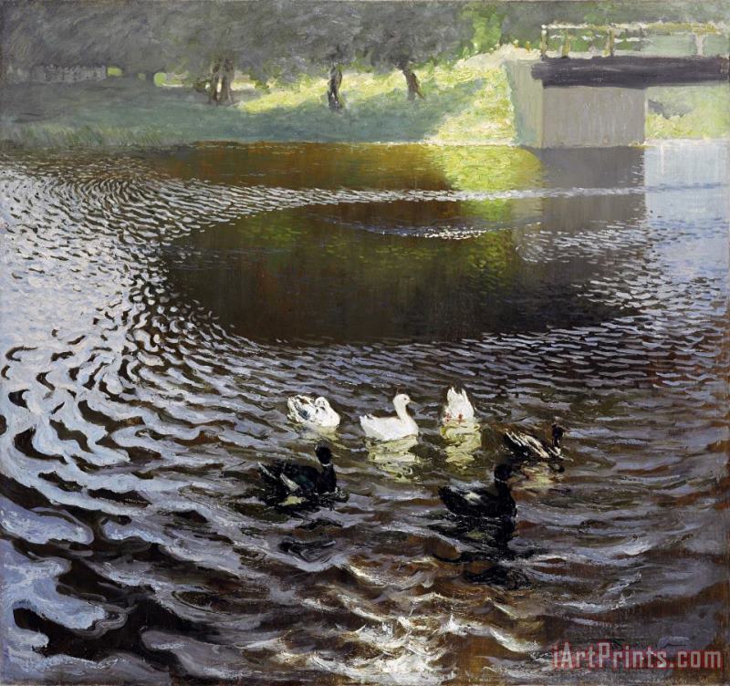Ducks painting - Johans Valters Ducks Art Print