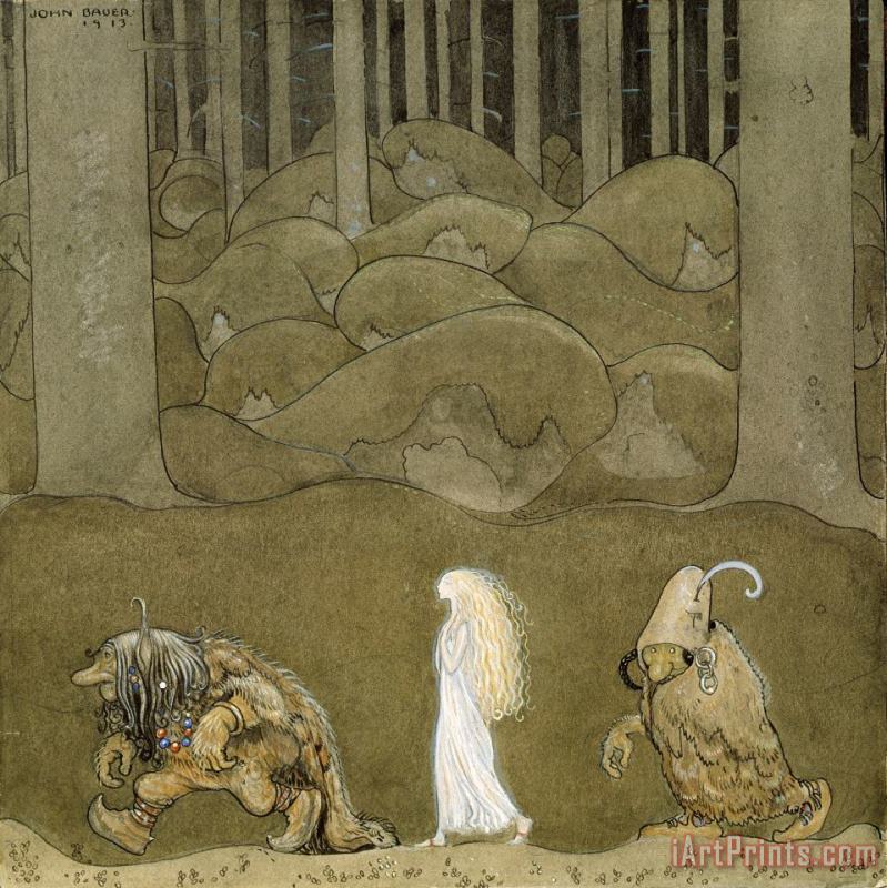 The Princess And The Trolls painting - John Bauer The Princess And The Trolls Art Print