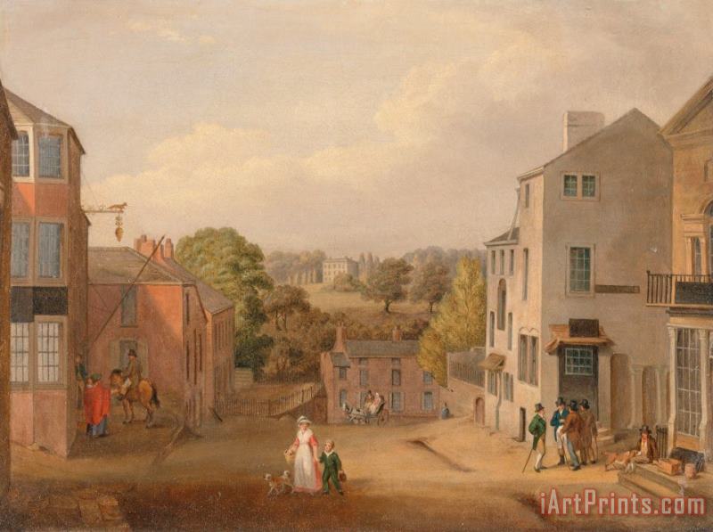 Street Scene in Chorley, Lancashire, with a View of Chorley Hall painting - John Bird of Liverpool Street Scene in Chorley, Lancashire, with a View of Chorley Hall Art Print