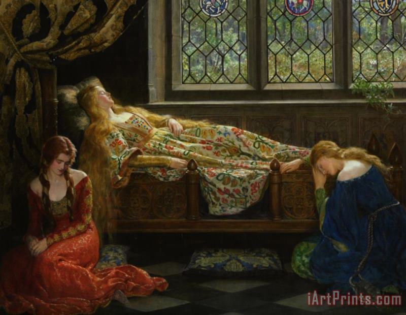 Sleeping Beauty painting - John Collier Sleeping Beauty Art Print