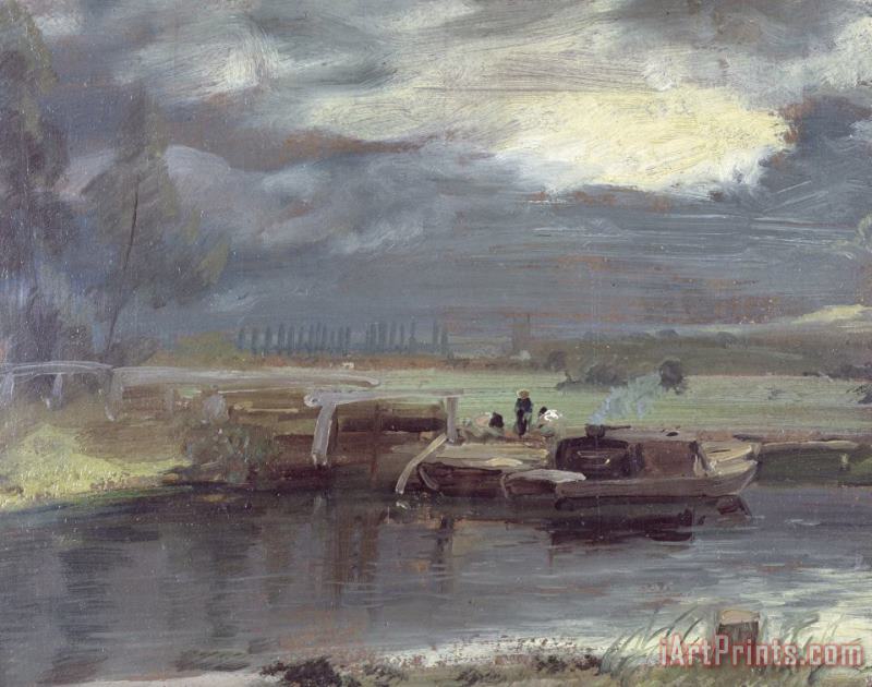 John Constable Barges on the Stour with Dedham Church in the Distance Art Print