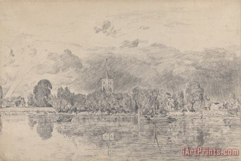 John Constable Fulham Church From Across The River Art Painting