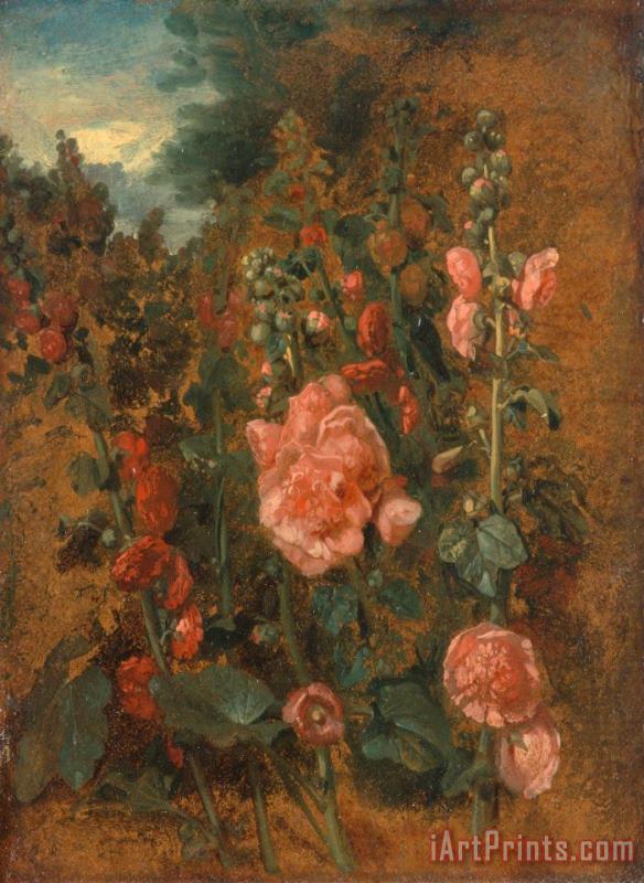 John Constable Study of Hollyhocks Art Painting