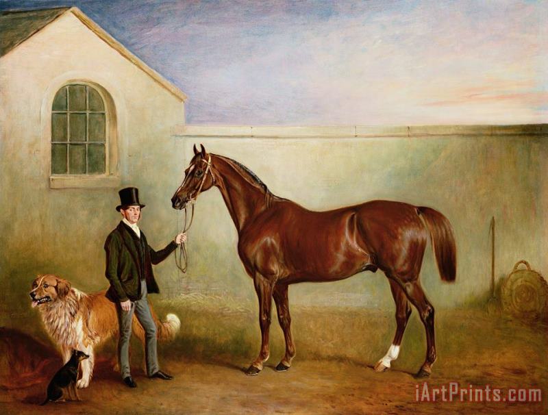 John E Ferneley Mr Meakin Holding Sir Robert Peels Chestnut Hunter With His Dogs Hector And Jem Art Print