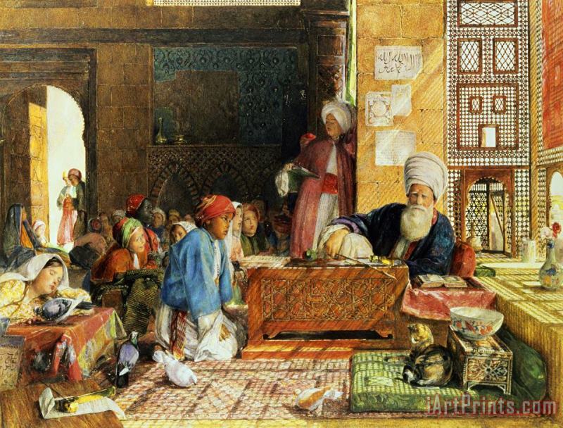 John Frederick Lewis Interior of a School - Cairo Art Print