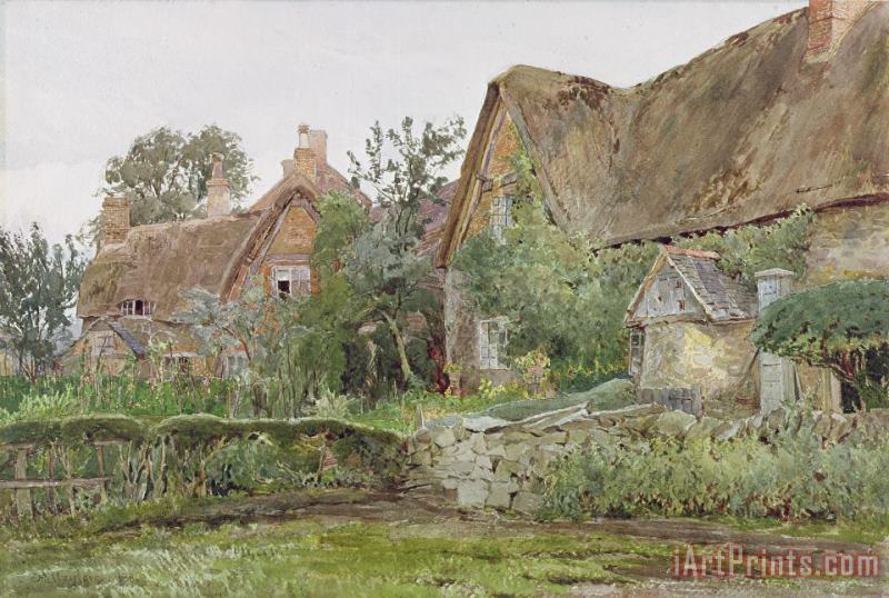 John Fulleylove Thatched Cottages and Cottage Gardens Art Painting