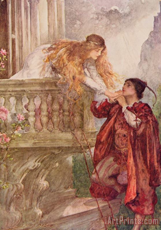 Romeo And Juliet From 'children's Stories From Shakespeare' by Edith Nesbit (1858 1924) Pub. by Raphael Tuck & Sons Ltd., London painting - John H. F. Bacon Romeo And Juliet From 'children's Stories From Shakespeare' by Edith Nesbit (1858 1924) Pub. by Raphael Tuck & Sons Ltd., London Art Print