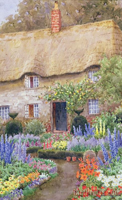 John Henry Garlick A Cottage Garden in Full Bloom Art Painting