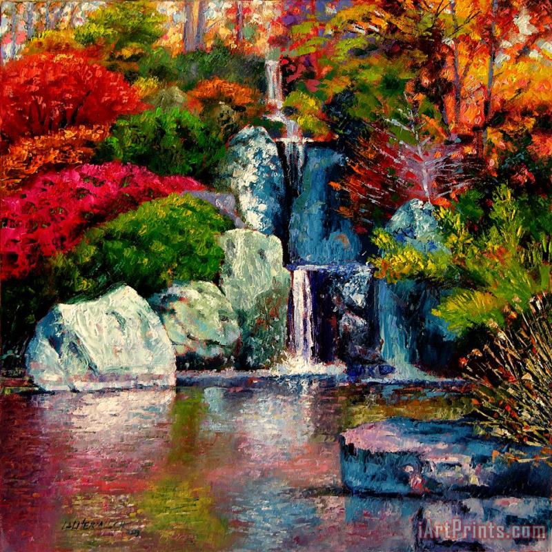 John Lautermilch Japanese Waterfall Art Painting