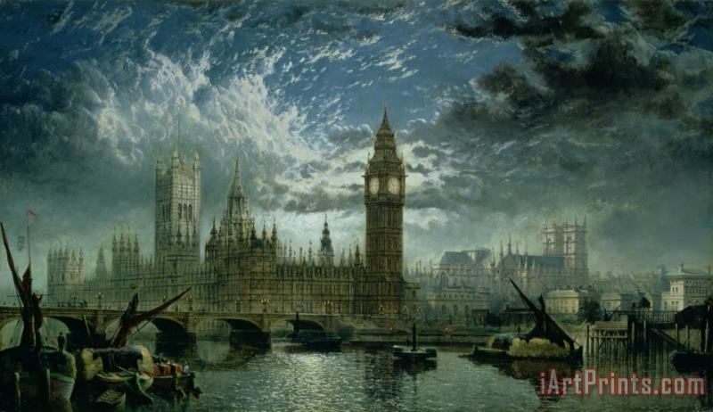 John MacVicar Anderson A View of Westminster Abbey and the Houses of Parliament Art Painting