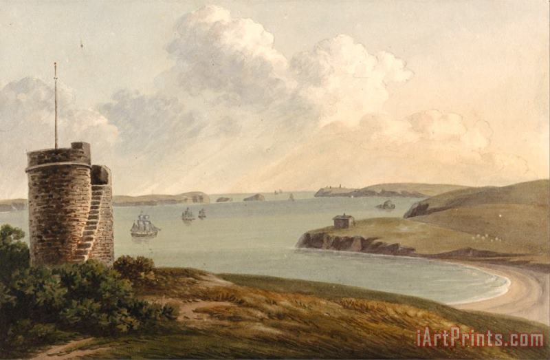 View From The Vidette Near Hakin on Signal Hill, Looking Beyond Nangle Point And Thorn Island., P painting - John Warwick Smith View From The Vidette Near Hakin on Signal Hill, Looking Beyond Nangle Point And Thorn Island., P Art Print