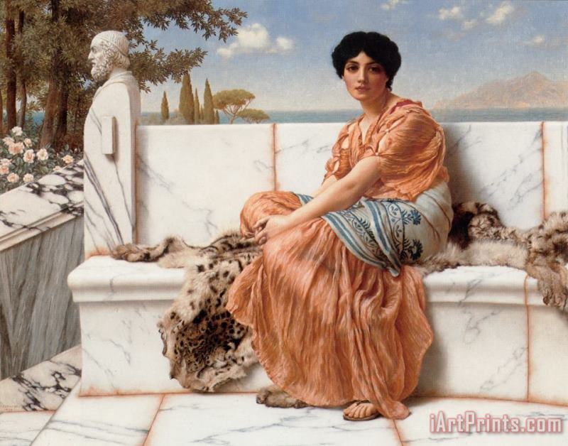 John William Godward In The Days of Sappho Art Painting