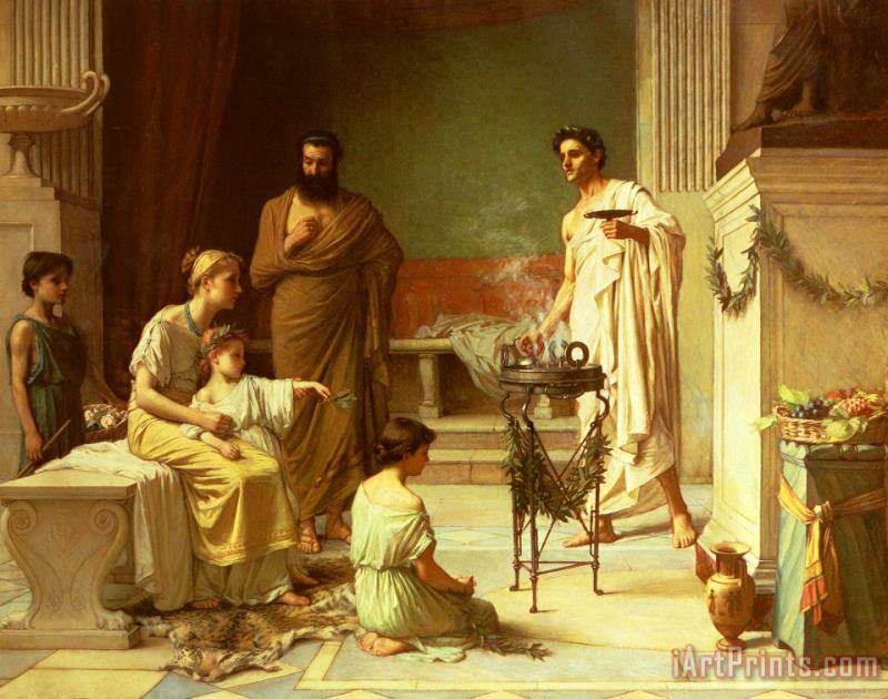 A Sick Child Brought Into The Temple of Aesculapius painting - John William Waterhouse A Sick Child Brought Into The Temple of Aesculapius Art Print