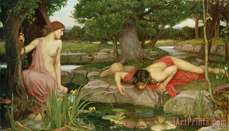 John William Waterhouse Echo and Narcissus Art Print