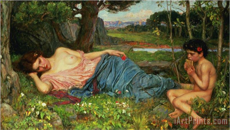 John William Waterhouse Listen to My Sweet Pipings 1911 Art Painting