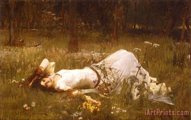 Ophelia C 1889 painting - John William Waterhouse Ophelia C 1889 Art Print