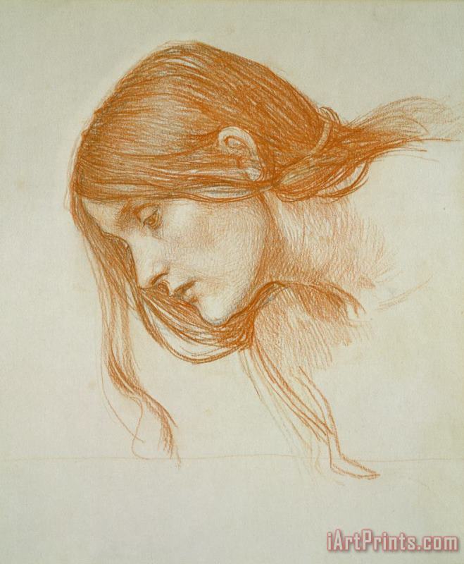 John William Waterhouse Study of a Girls Head Art Print
